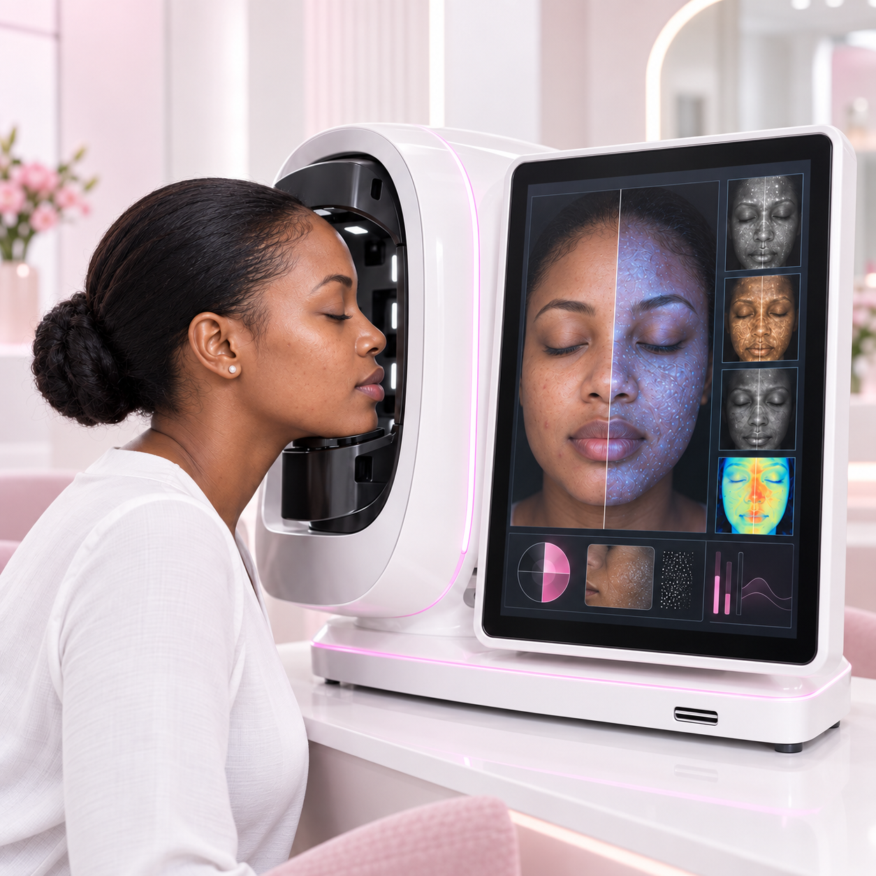 Kupima uso kwa kutumia mashine ya skin analysis