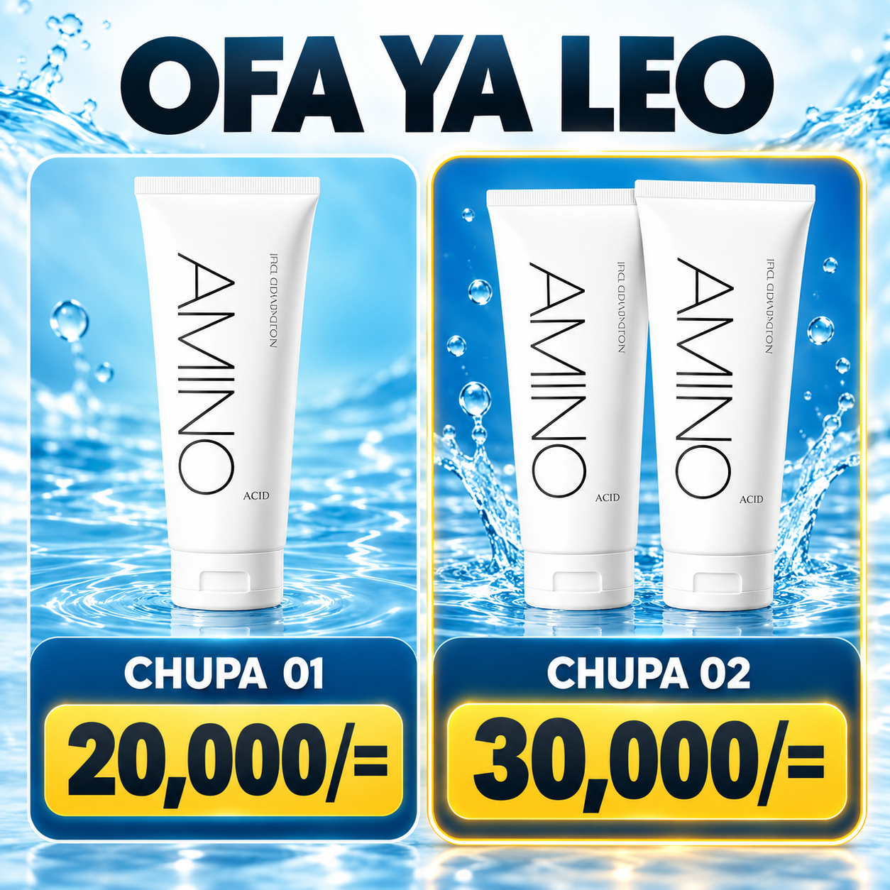 Ofa ya AMINO Acid Cleanser, chupa moja 20,000 na chupa mbili 30,000