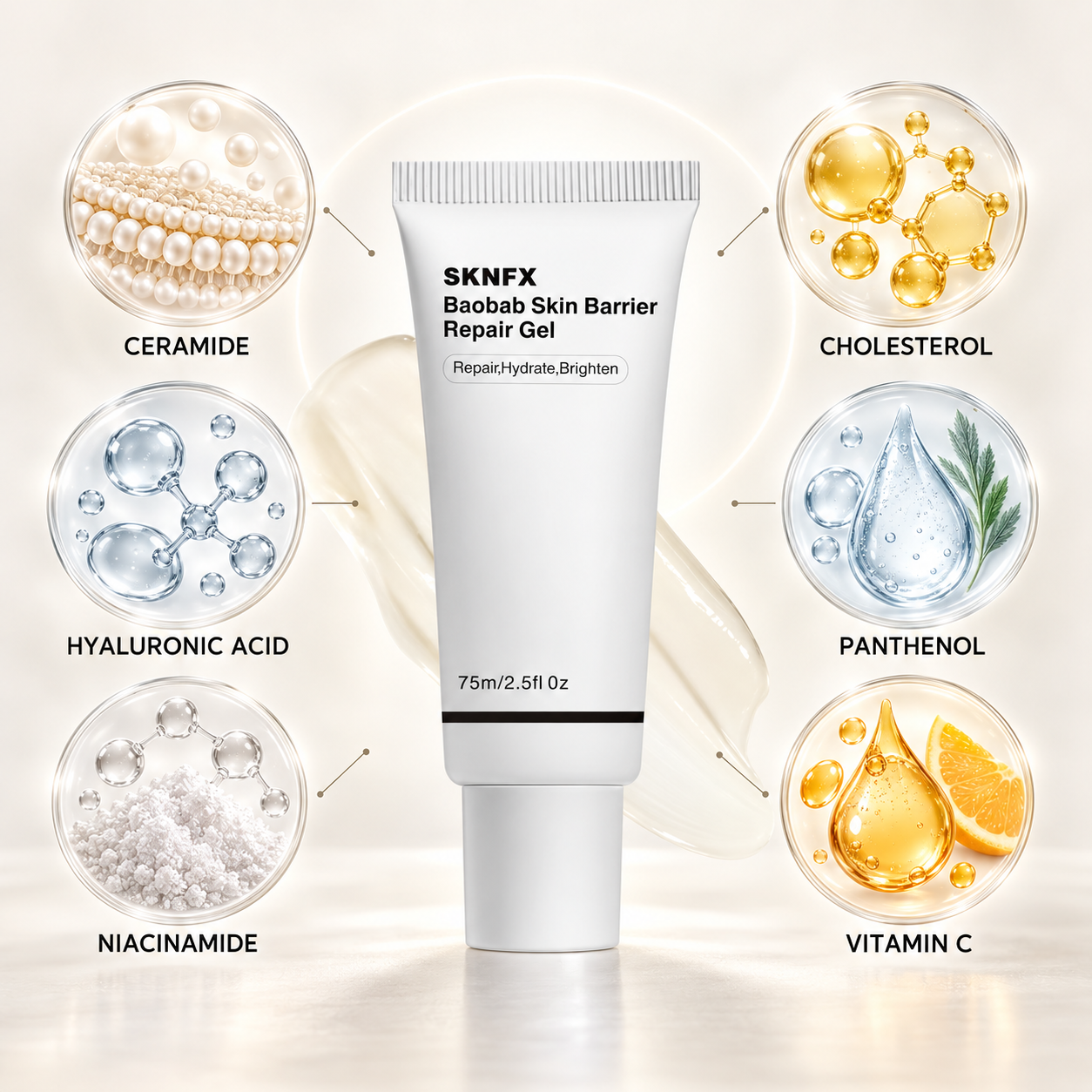 SKNFX Baobab Skin Barrier Repair Gel na viambata vyake